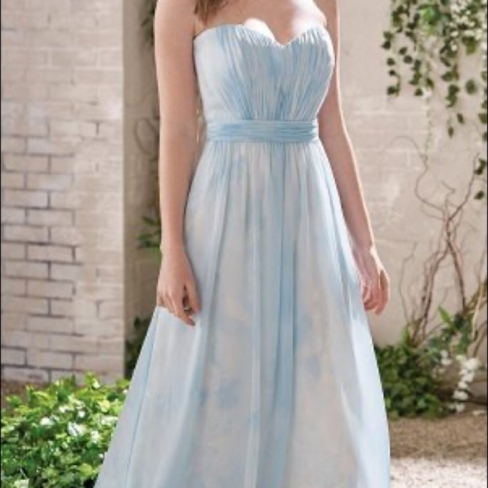 B2 by Jasmine Light Blue Summer Gown with Ruched Bodice (Size: 14) - Picture 7 of 7